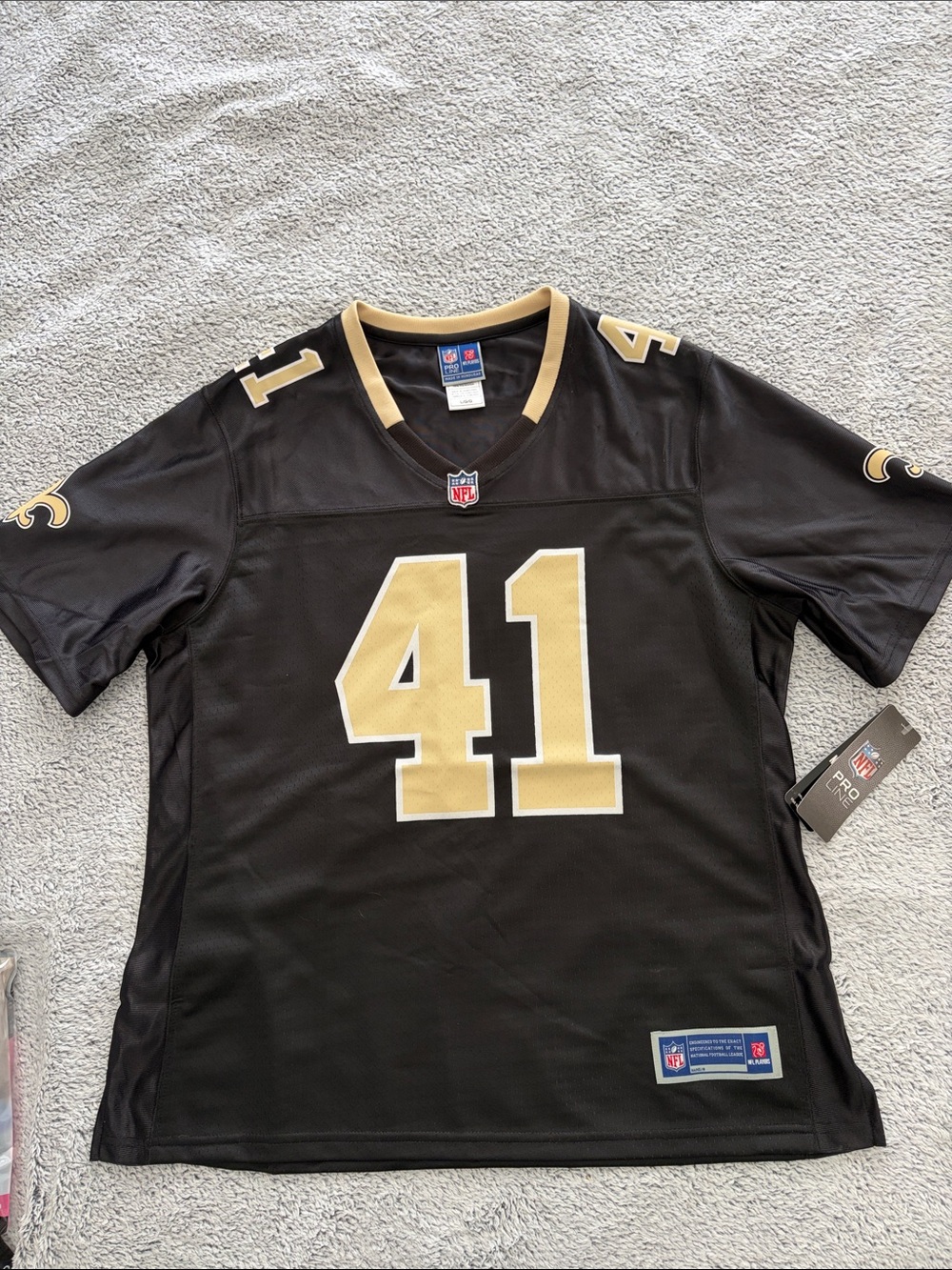 NFL New Orleans Saints #41 Women's Black and Gold Jersey